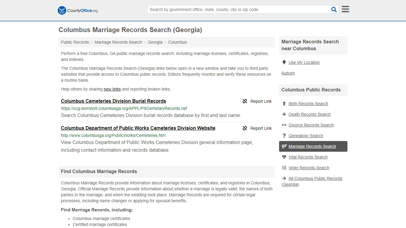 Columbus Marriage Records Search (Georgia) - County Office