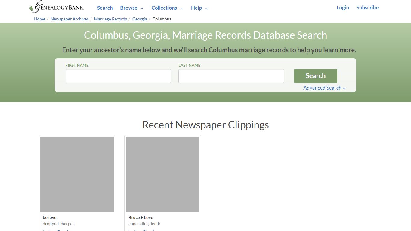 Columbus, Georgia, Marriage Records Online Search - GenealogyBank