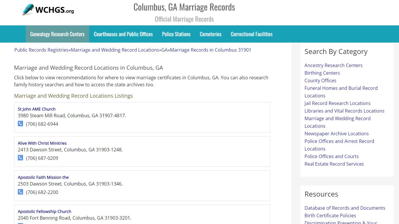 Columbus, GA Marriage Records - Official Marriage Records