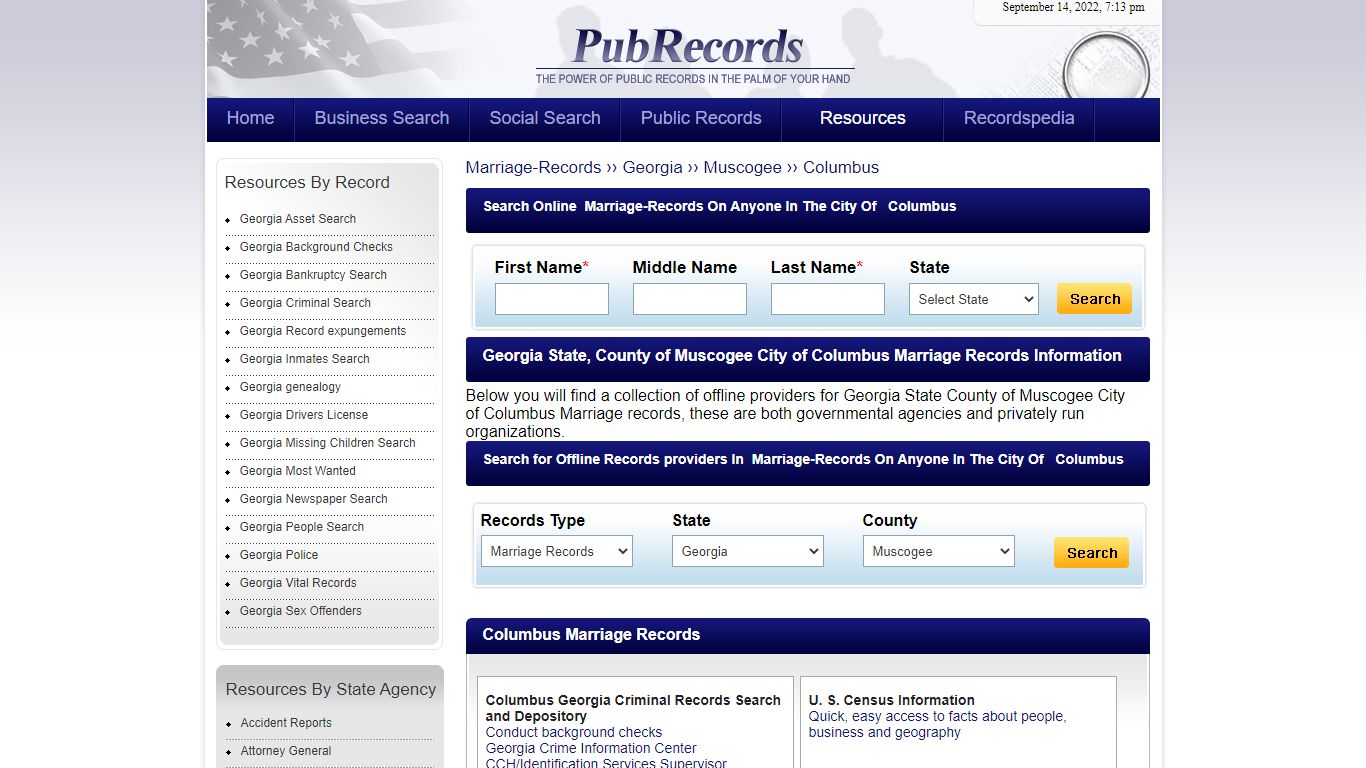Columbus, Muscogee County, Georgia Marriage Records